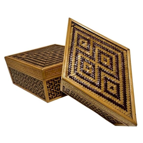 Vintage Chinese Rattan Nesting Boxes (2) - Picture 1 of 7
